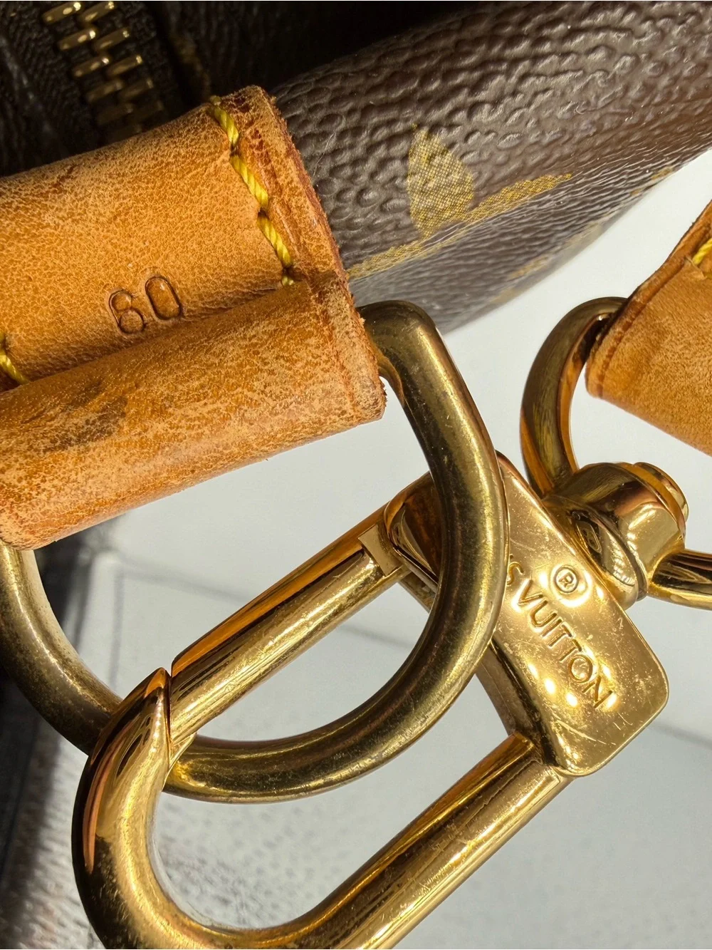 Louis Vuitton Brown Monogram Keepall Travel Duffel - Tan Leather Trim